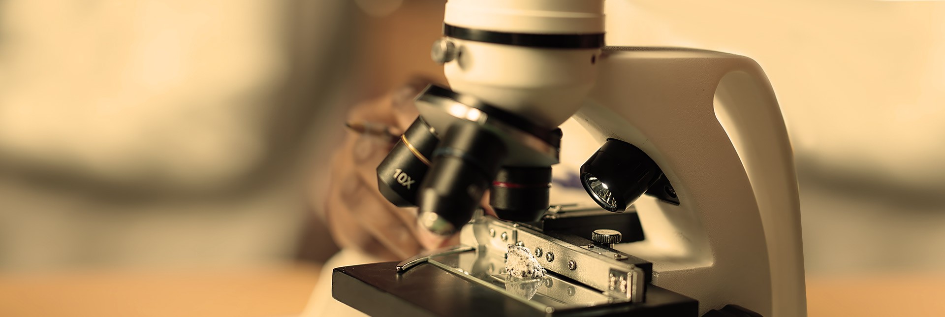 A microscope in a medical laboratory environment.